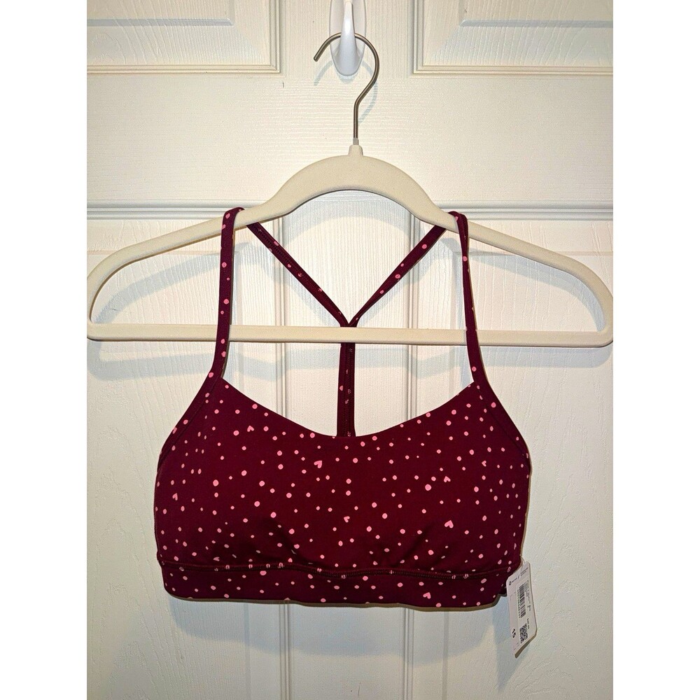 Lululemon NWT Flow Y Nulu Scattered Hearts Polka Dot Burgundy/Pink Size M